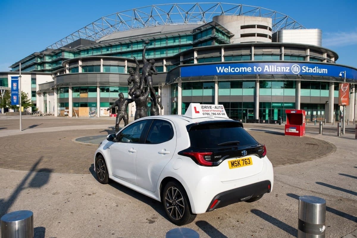 iDrive Auto driving school car outside Twickenham Stadium, ready for driving lessons in Twickenham